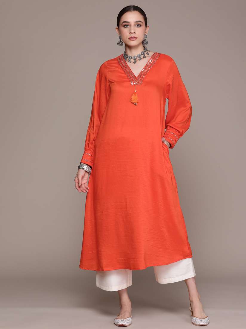 Buy Moda Rapido Solid Sequinned Kurta Kurtas for Women 24883006 Myntra