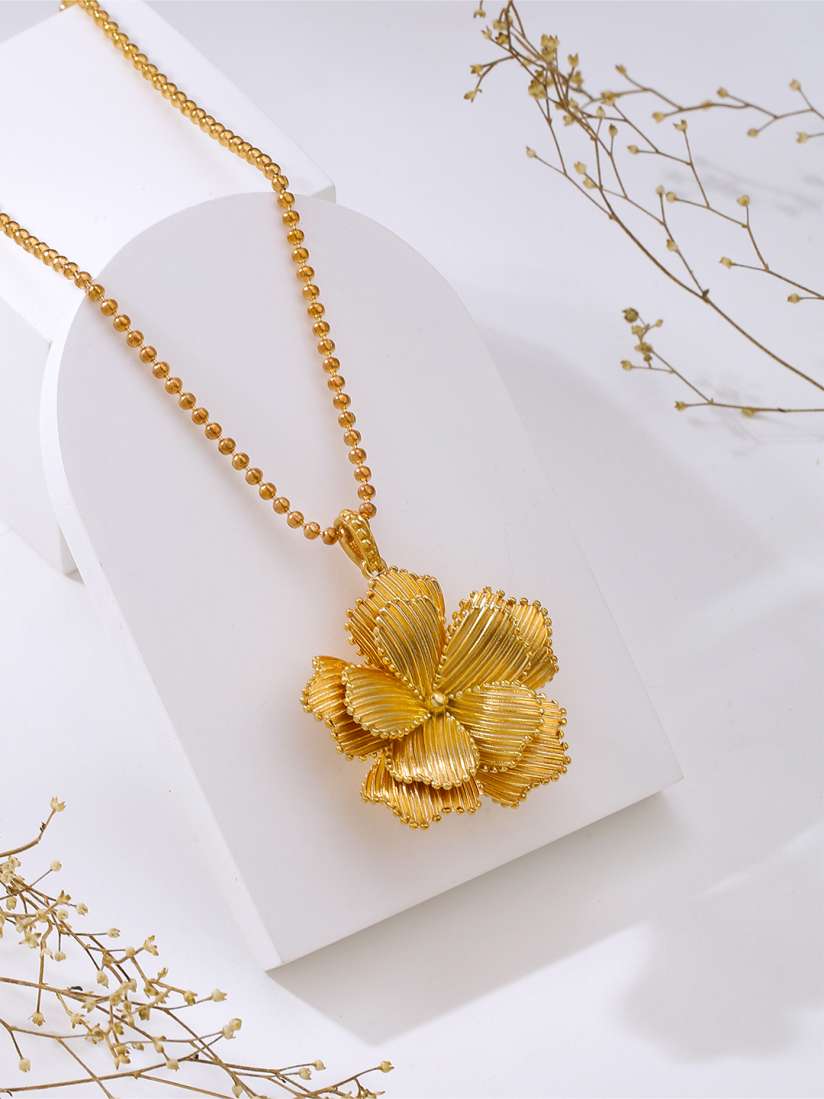 Rose flower pendant gold deals