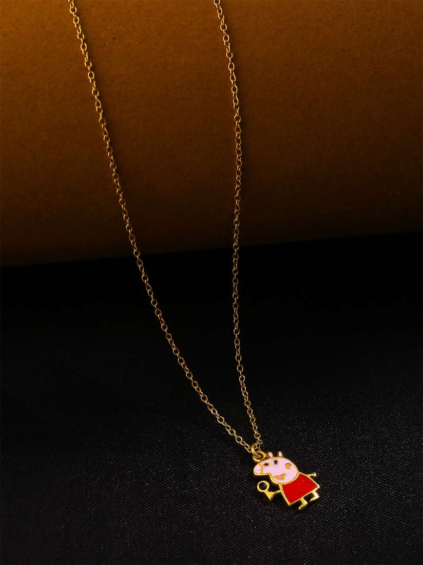 Buy Kicky And Perky Kids Gold Plated Sterling Silver Enamelled Peppa Pig Pendant With Chain Pendant for Unisex Kids 24884490 Myntra