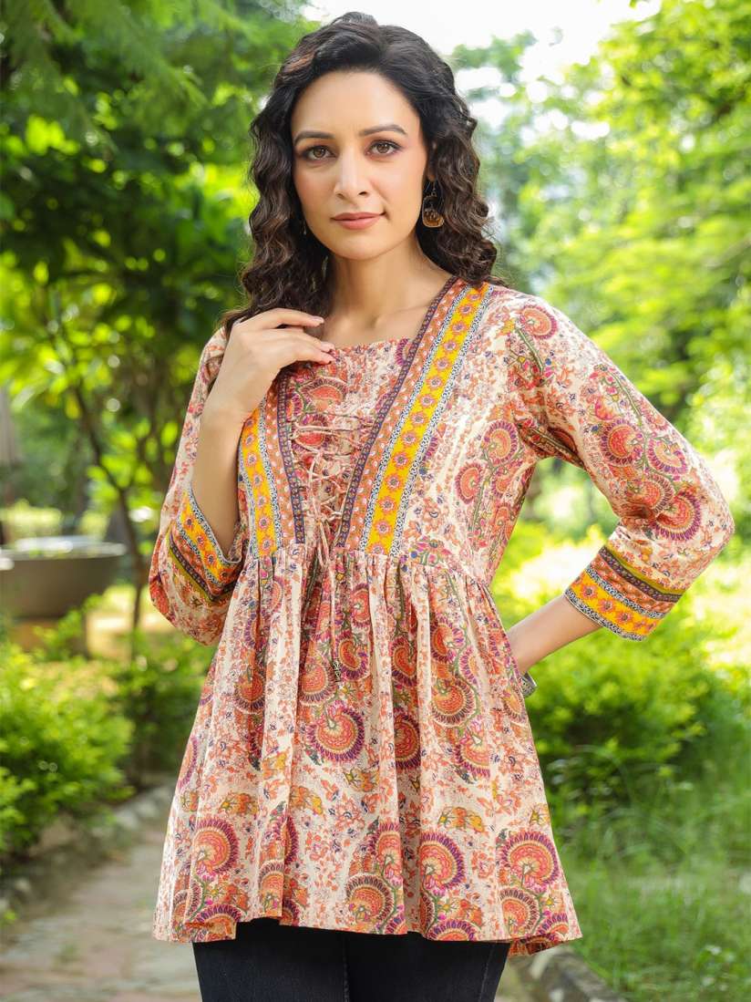 Rainbow peplum top discount