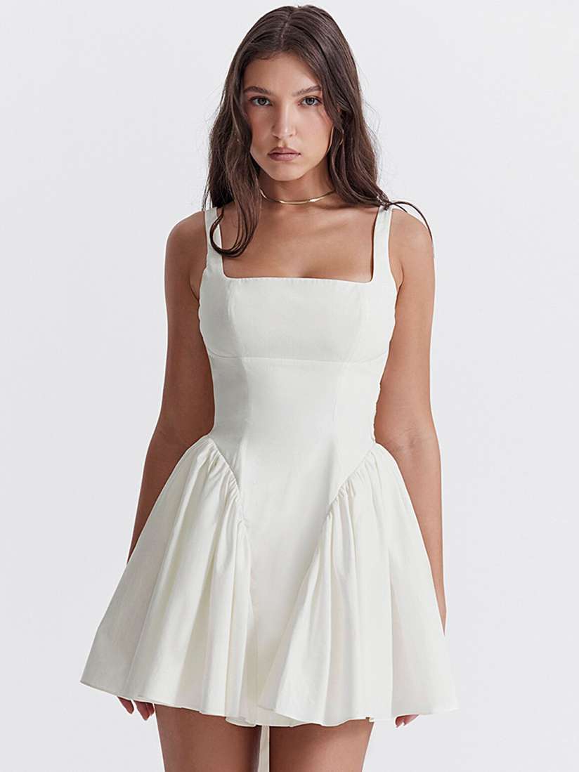 Buy LULU SKY Shoulder Straps Bow Knot Detail Mini Fit Flare Dress Dresses for Women 24889440 Myntra