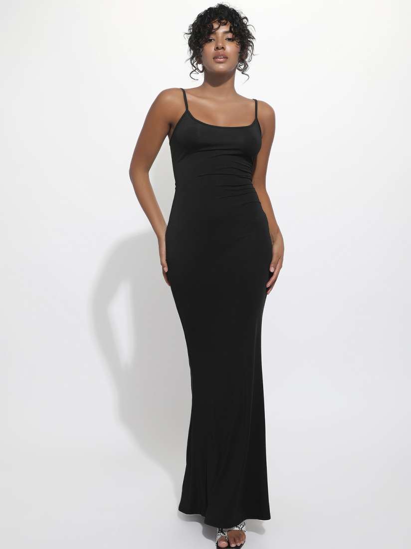 Black maxi dress myntra top