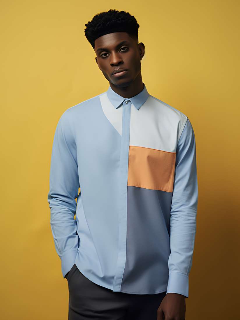 Buy HE SPOKE Modern Tailored Fit Colourblocked Twill Cotton Casual Shirt Shirts for Men 24894330 Myntra