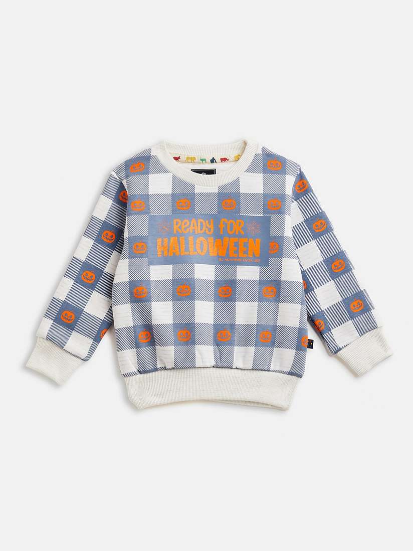 Full Sleeve Monte Carlo Boys White Sweatshirt Ben Joe Boys Checked