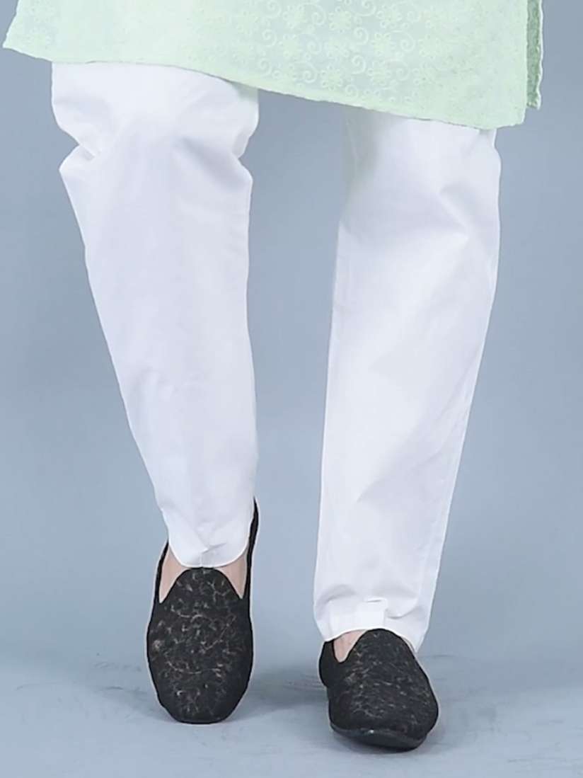 Buy FAUSTO Men Floral Embroidered Lightweight Velvet Mojaris