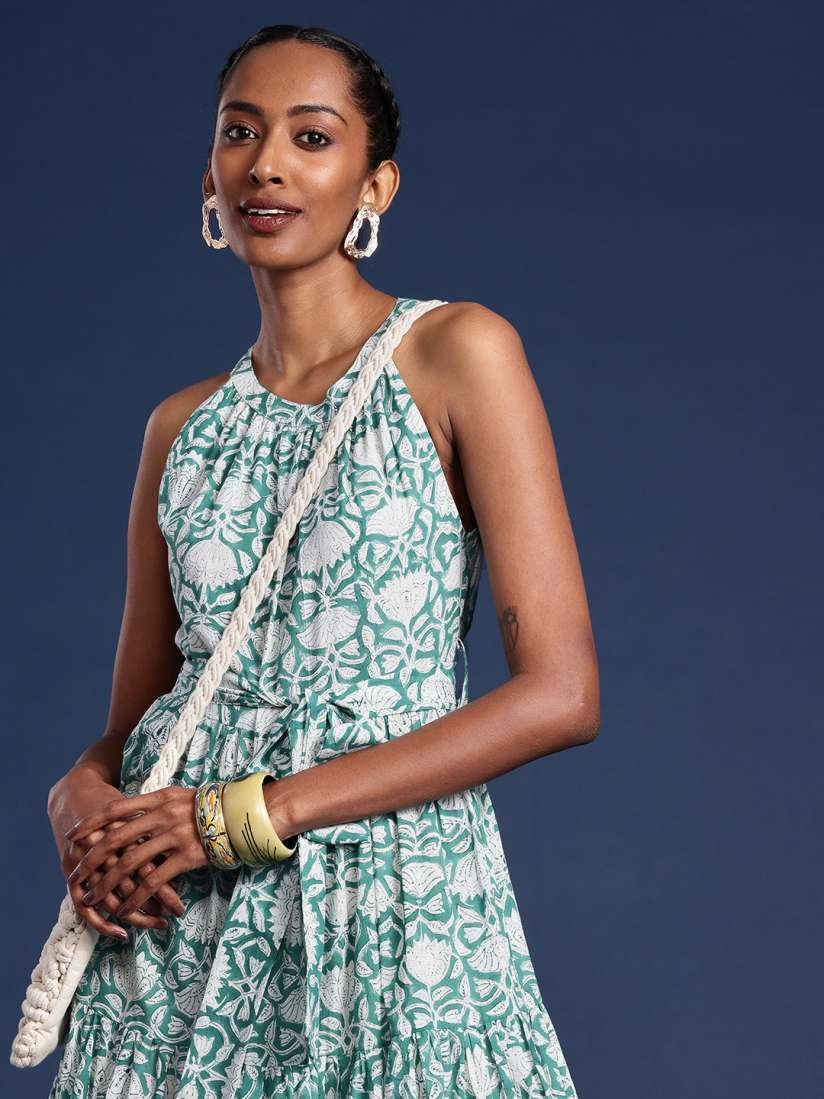 Buy Taavi Floral Print A Line Cotton Midi Dress Dresses for Women 24901786 Myntra