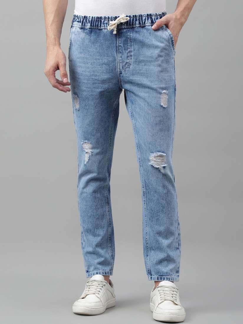 Distressed denim joggers mens discount