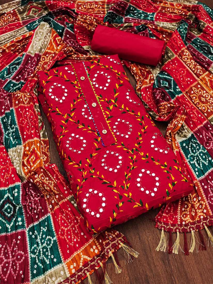 Pure cotton embroidered dress material cheap