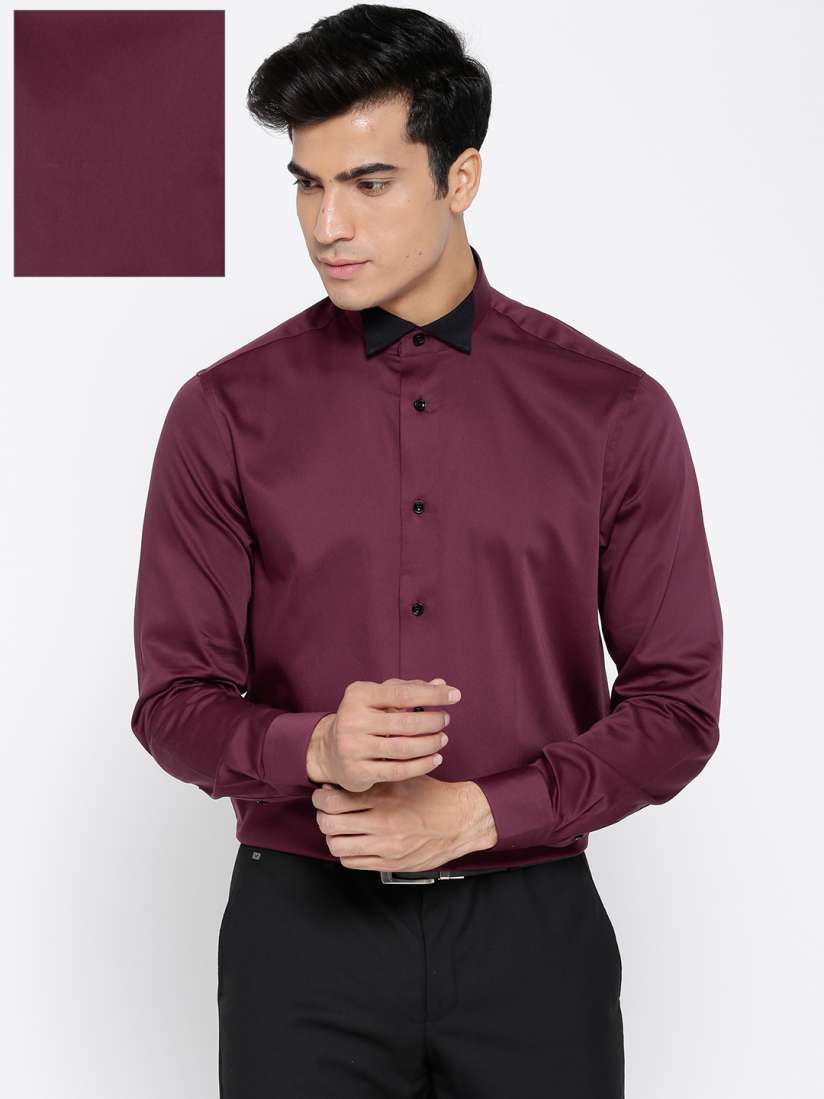 Buy Blackberrys Men Burgundy Slim Fit Solid Partywear Shirt Shirts for Men 2491758 Myntra