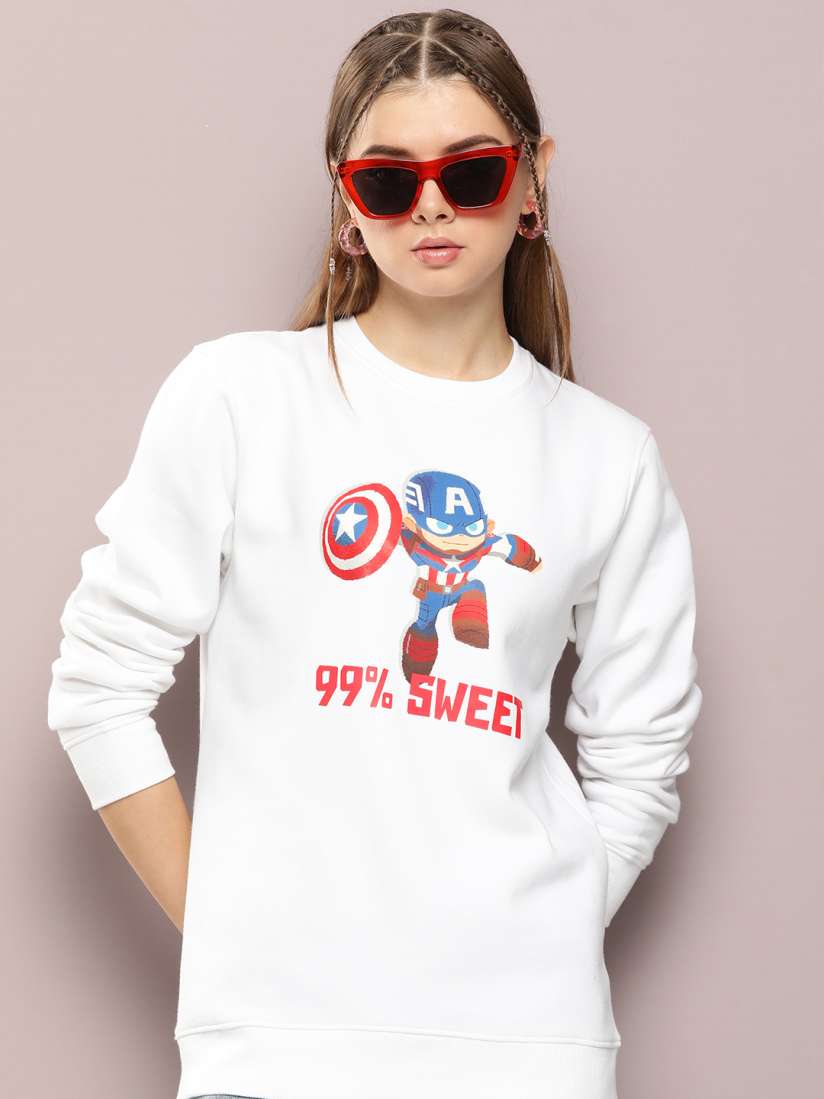 Buy Kook N Keech Marvel Women Captain America Printed Sweatshirt Sweatshirts for Women 24920964 Myntra