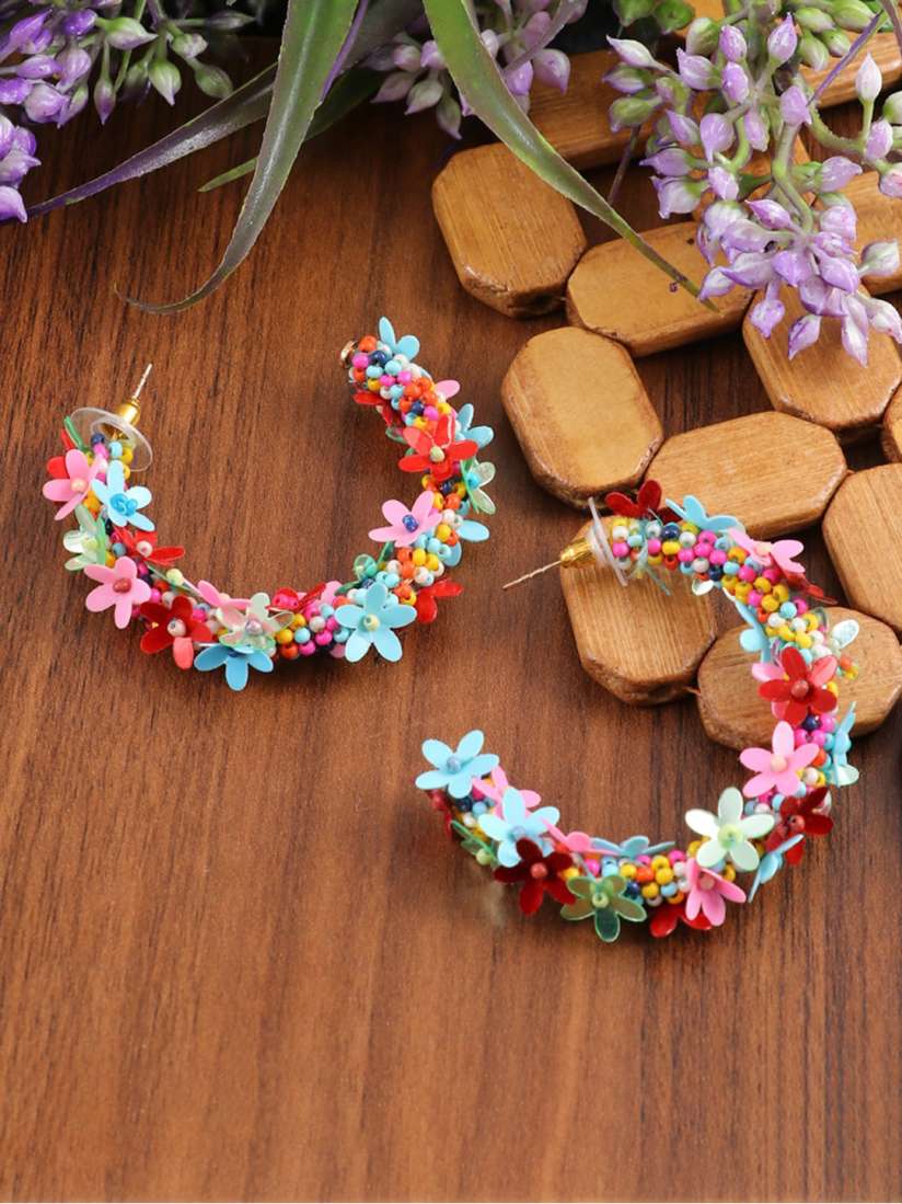 Buy UNIVERSITY TRENDZ Floral Hoop Earrings Earrings for Women 24923994 Myntra