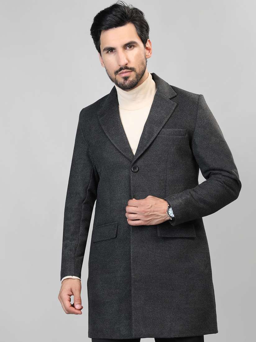 Buy HONNETE Single Breasted Notched Lapel Longline Overcoat Coats for Men 24924816 Myntra
