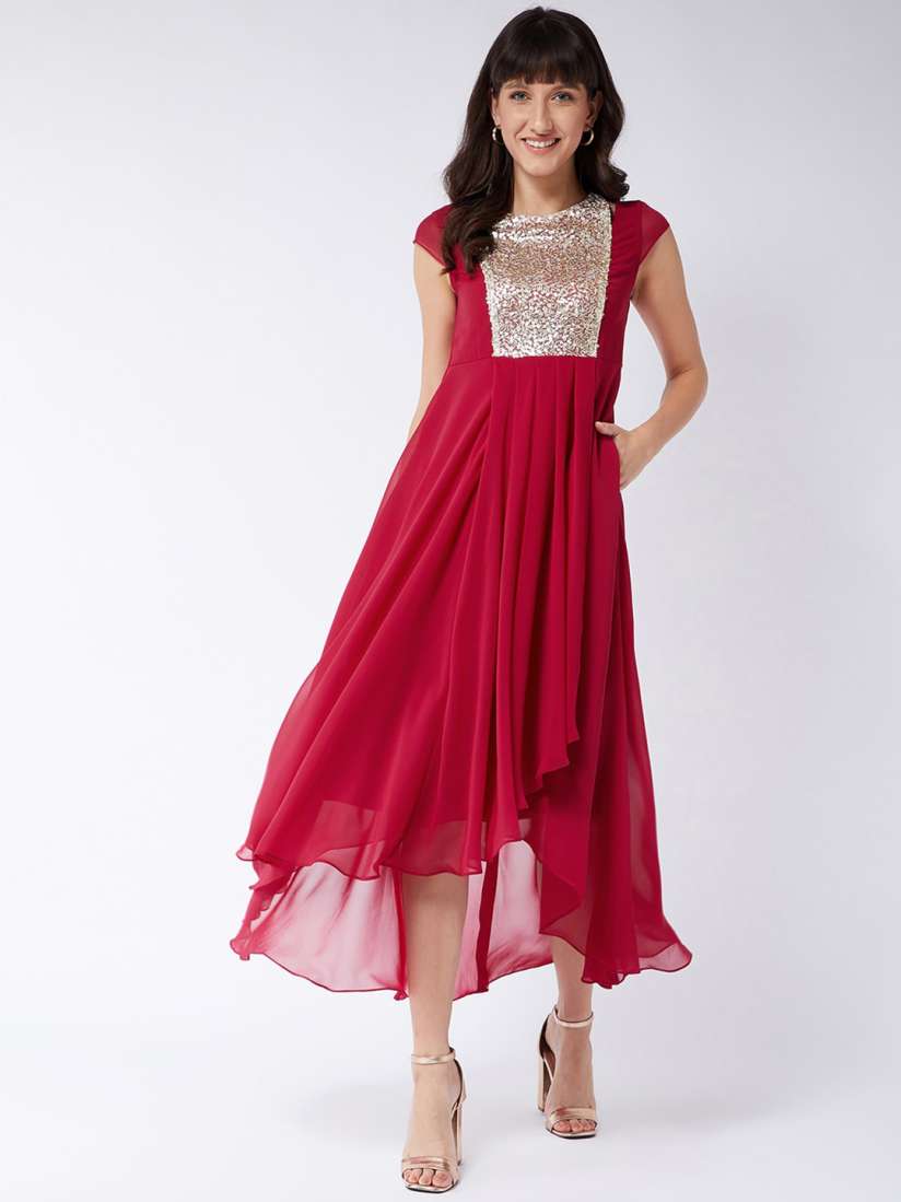 Cap sleeve high low dress cheap