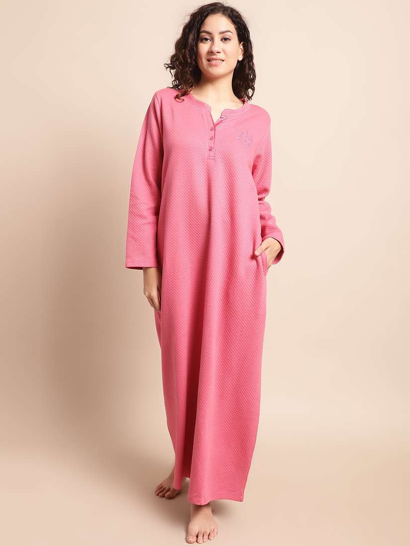 Buy Kanvin Self Design Maxi Nightdress Nightdress for Women