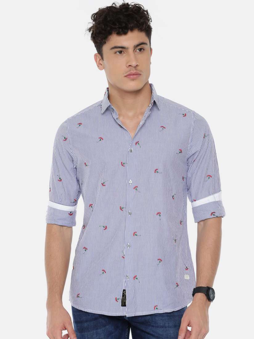 Buy Being Human Clothing Men Off White Blue Slim Fit Striped Casual Shirt Shirts for Men 2494161 Myntra