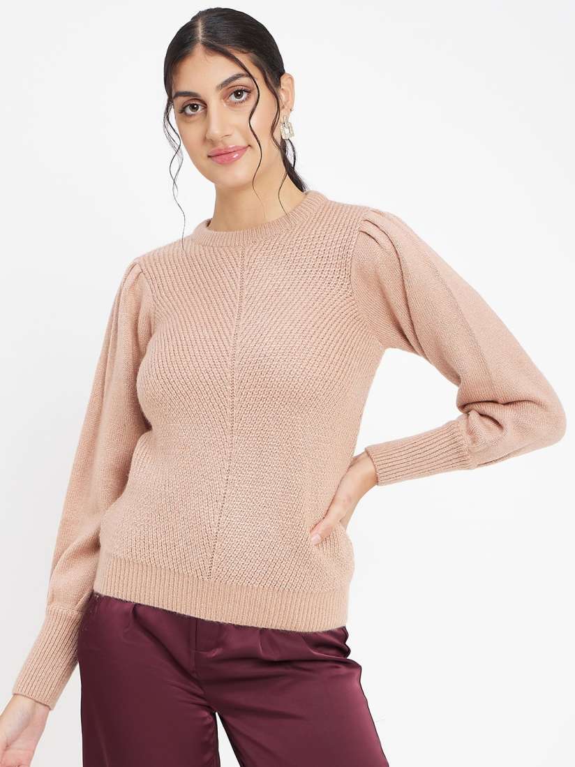 Buy CAMLA Cable Knit Bishop Sleeves Acrylic Pullover Sweater Sweaters for Women 24941708 Myntra