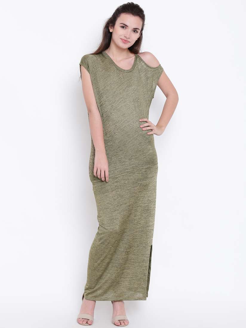 Buy Madame Women Olive Green Solid Maxi Dress Dresses for Women 2495209 Myntra