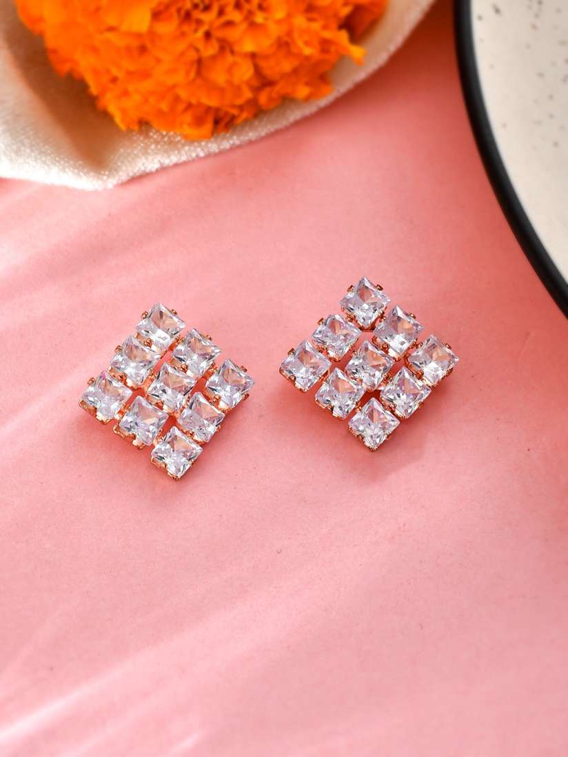 Buy Silvermerc Designs Rose Gold Plated Contemporary Studs Earrings Earrings for Women 24956422 Myntra