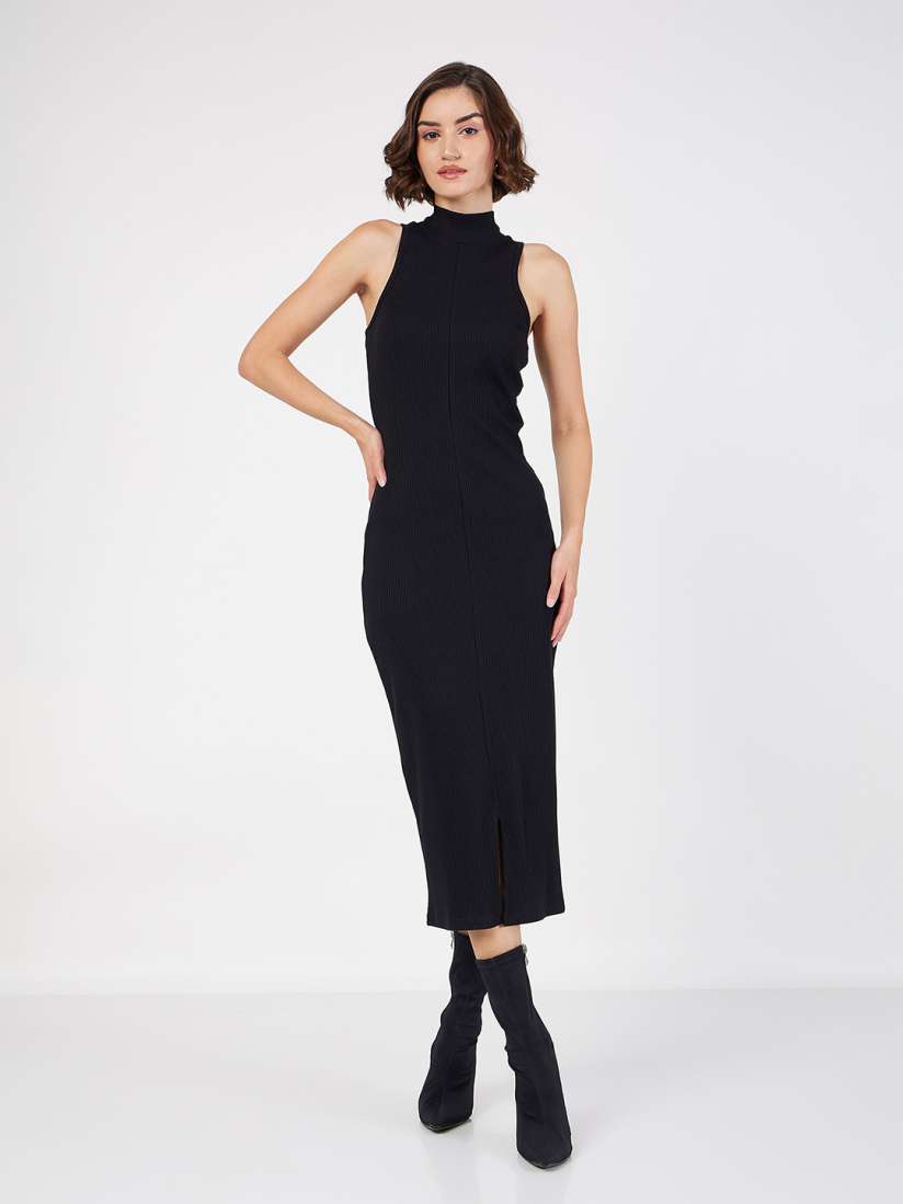 Sleeveless midi sheath dress top