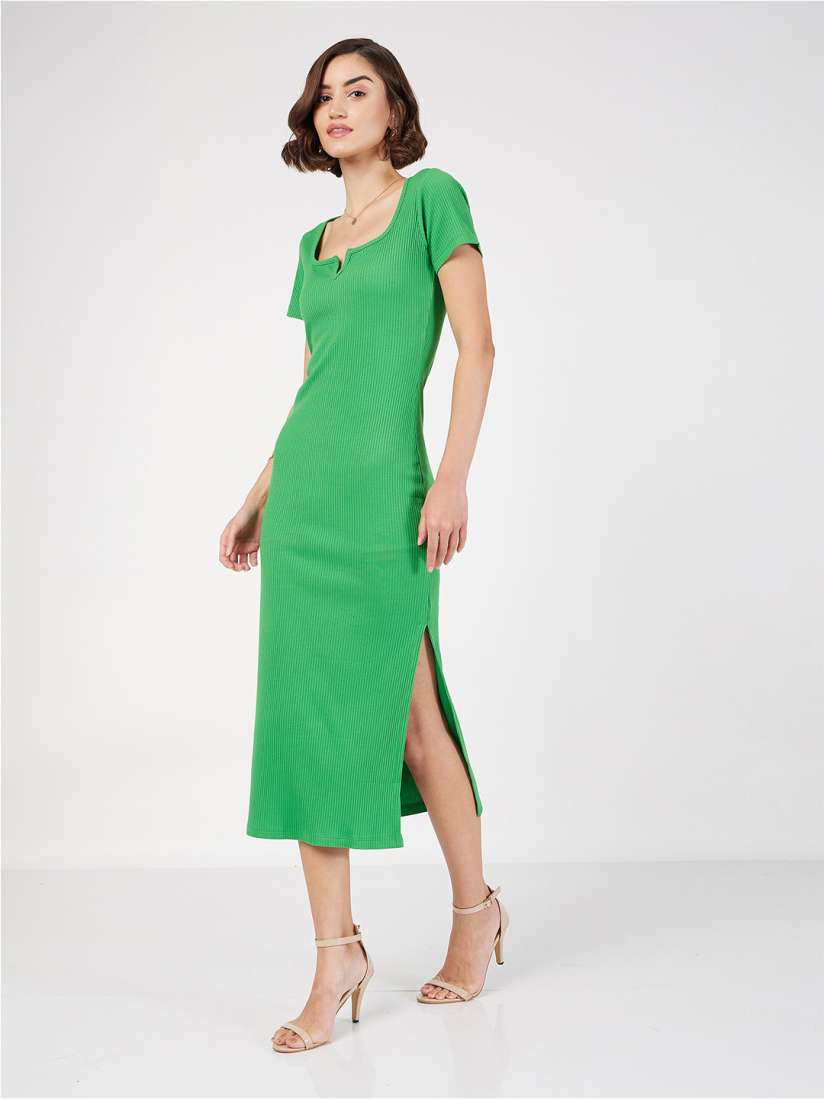 Green ribbed dress outlet