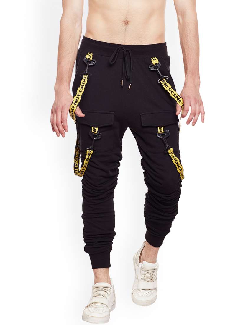 Fugazee solid men's black track pants store