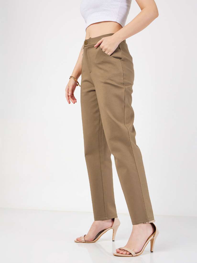 Slim fit trousers womens cheap