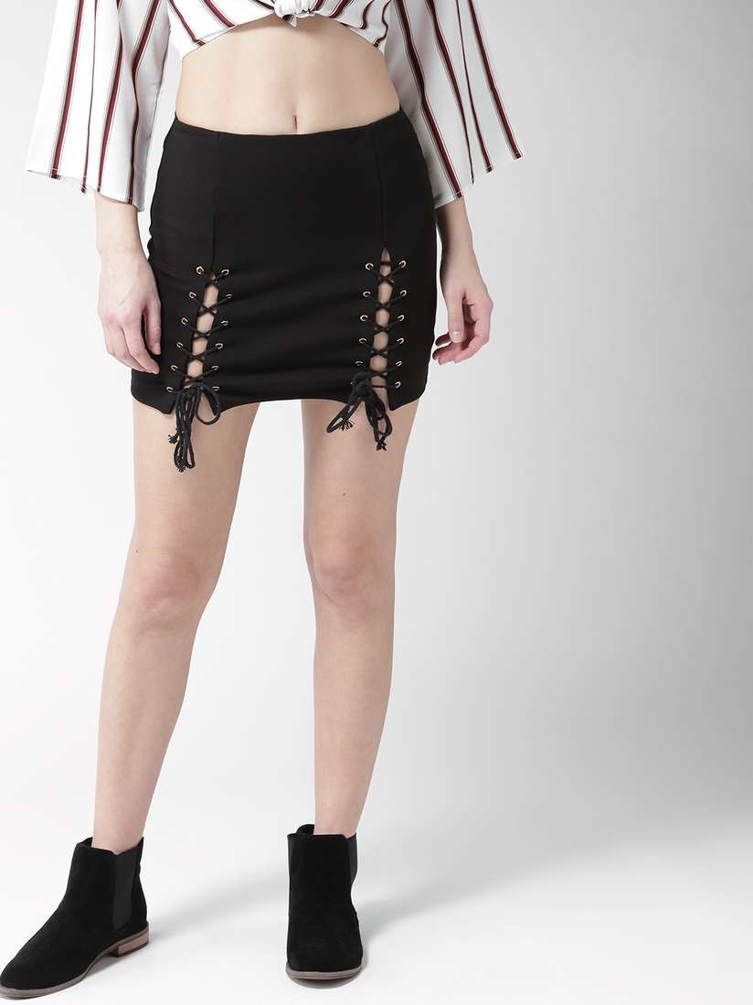 Myntra Leather Pencil Skirt Forever 21 Buy FOREVER 21 Black Mini