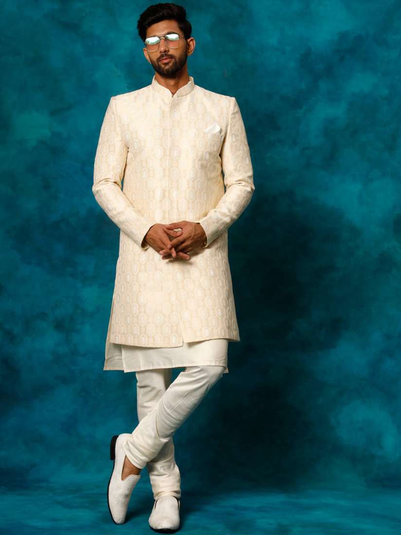 Buy VASTRAMAY Embroidered Indo Western Sherwani Set Sherwani for Men 24969514 Myntra