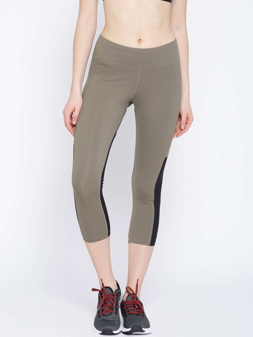 Buy Reebok Women Brown Black Mesh 3 4th Studio Tights Tights for Women 2497467 Myntra