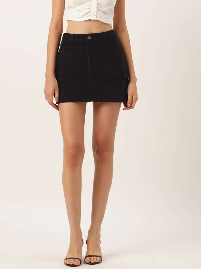 Buy Off Label Solid Corduroy A Line Mini Skirt Skirts for Women 24982192 Myntra