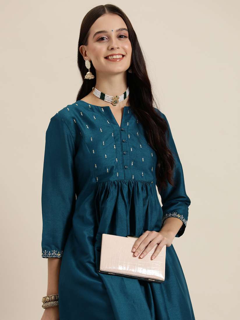 Buy HERE NOW Women Embroidered Regular Thread Work Kurta with Trousers Kurta Sets for Women 24982342 Myntra