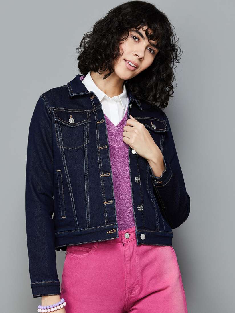 Buy Fame Forever by Lifestyle Spread Collar Cotton Denim Jacket Jackets for Women 24986170 Myntra