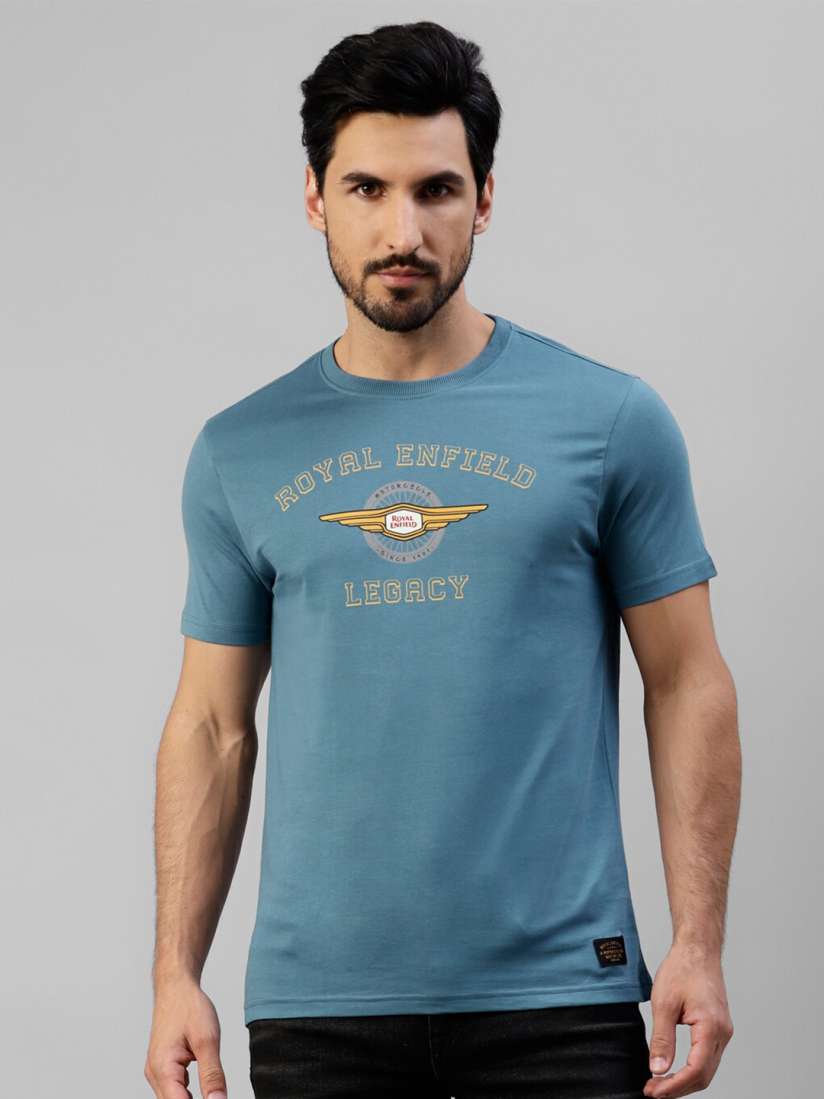 Buy Royal Enfield Typography Printed Regular Fit Pure Cotton Casual T shirt Tshirts for Men 24986758 Myntra