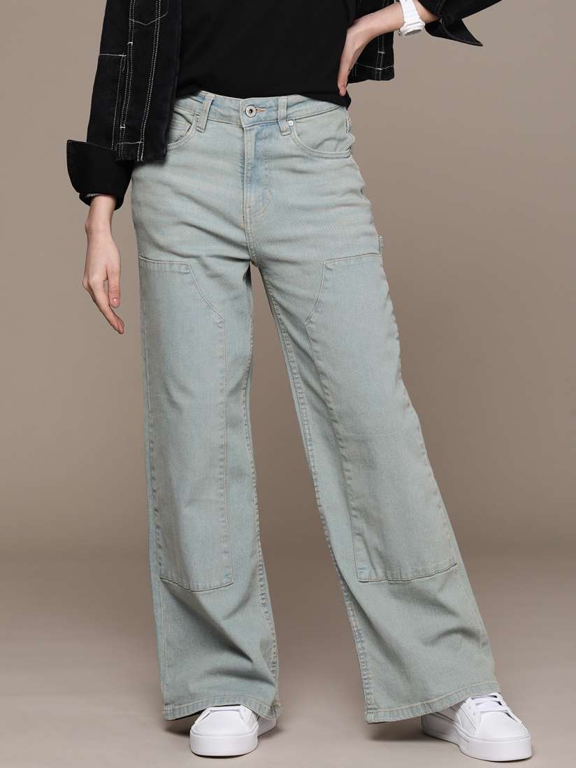 Buy The Roadster Lifestyle Co. Women Wide Leg Stretchable Baggy Jeans Jeans for Women 24989134 Myntra