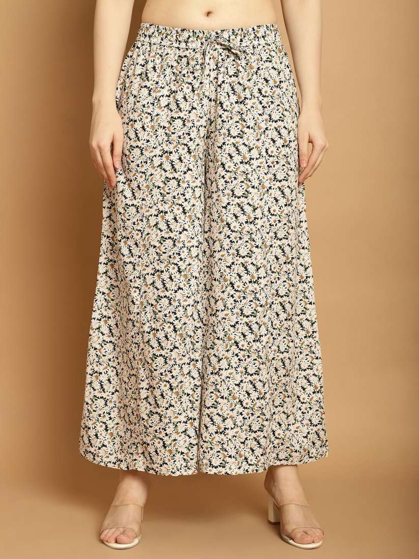 Buy GRACIT Floral Printed Flared Knitted Palazzo Palazzos for Women 24994186 Myntra