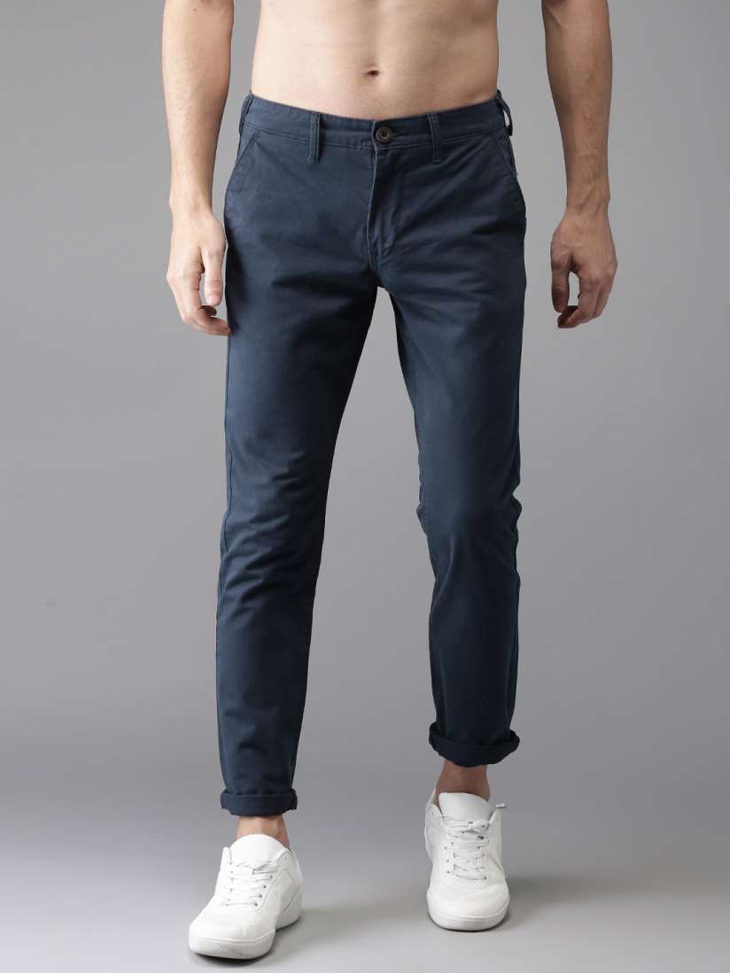 Mens navy cropped chinos store