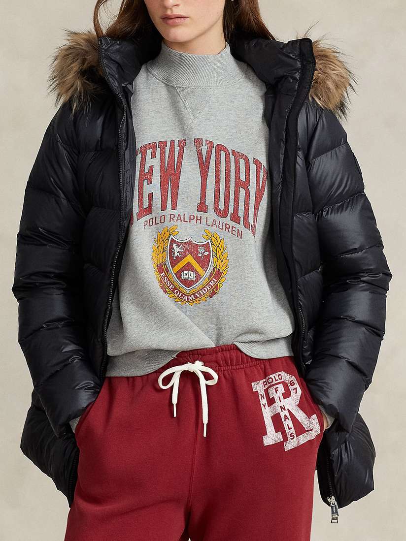 Fur Trim Packable Quilted Down Coat Polo Ralph Lauren Hooded Faux
