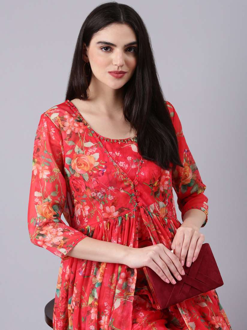 Buy SHOWOFF Printed Crop Top Flared Jacket With Palazzo Co Ords for Women 25005114 Myntra