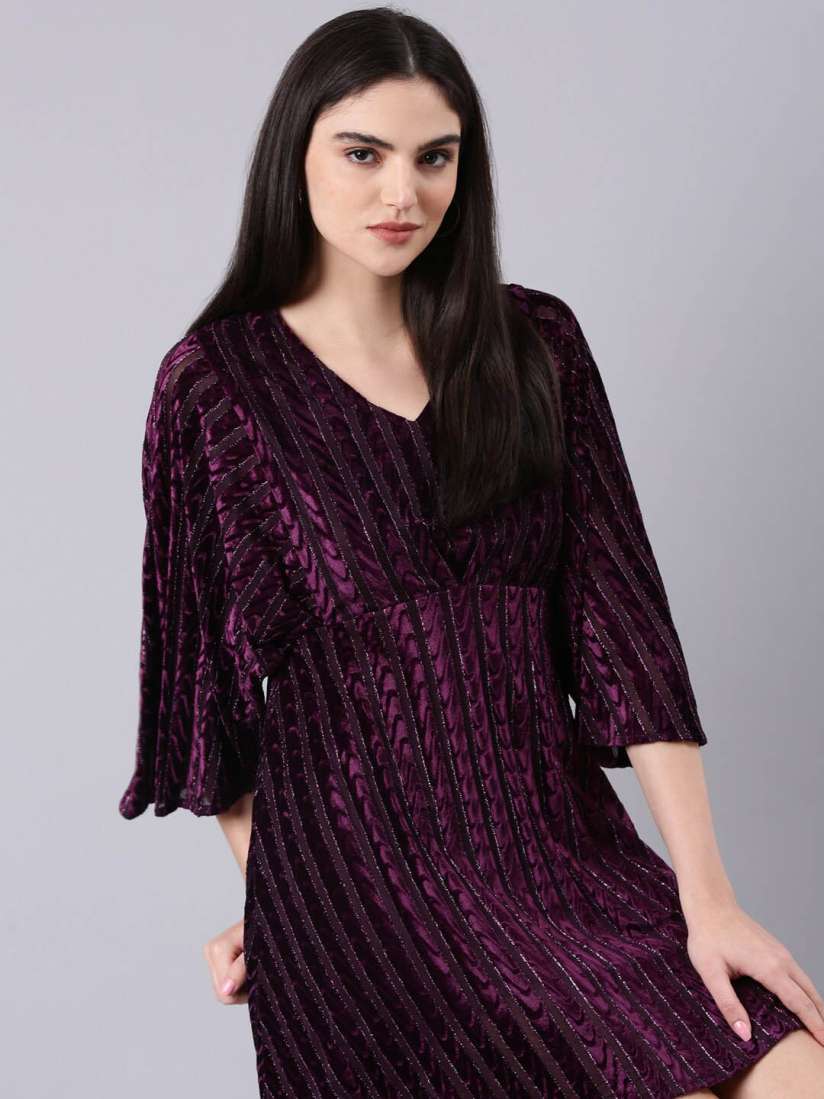Buy SHOWOFF Self Design Velvet A Line Mini Dress Dresses for Women 25011736 Myntra