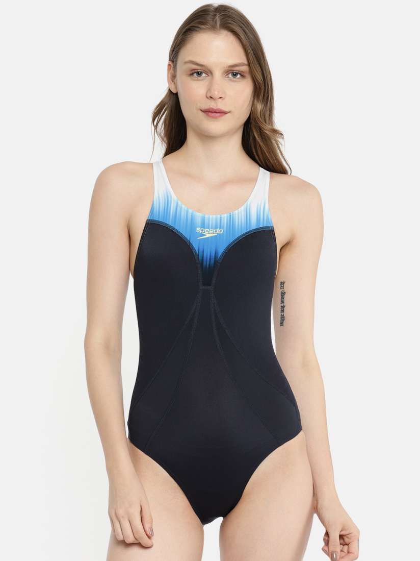 Buy Speedo Navy Blue Printed Swim Suit 8079115645 Swimwear for Women 2501582 Myntra