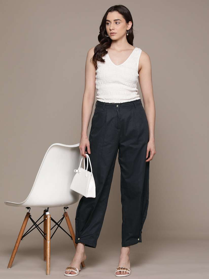 Womens cotton cropped trousers sale