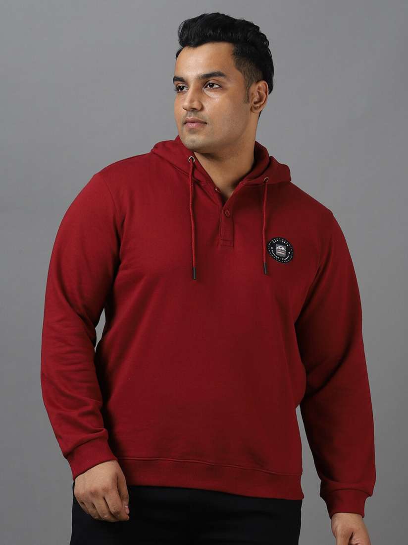 Buy Urbano Plus Size Cotton Solid Button Hooded Neck Sweatshirt Sweatshirts for Men 25027132 Myntra