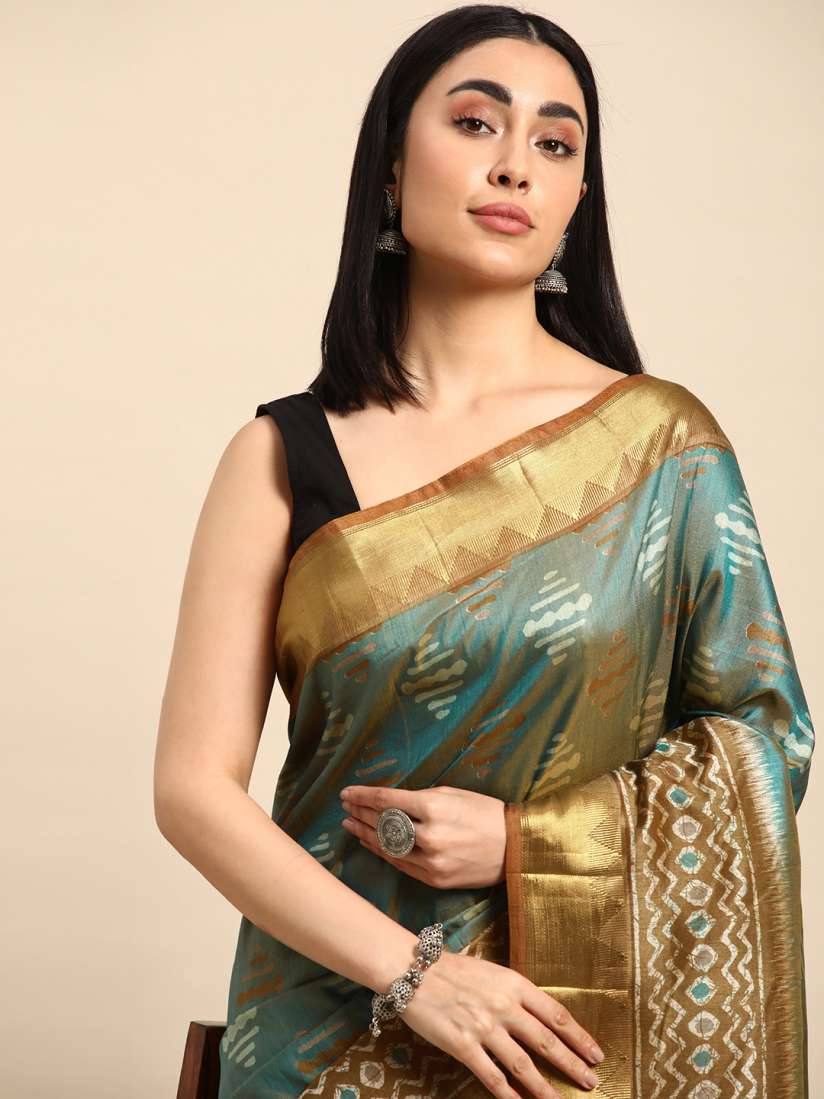 Buy Kalyan Silks Ethnic Motifs Printed Pure Silk Tussar Saree Sarees for Women 25027530 Myntra