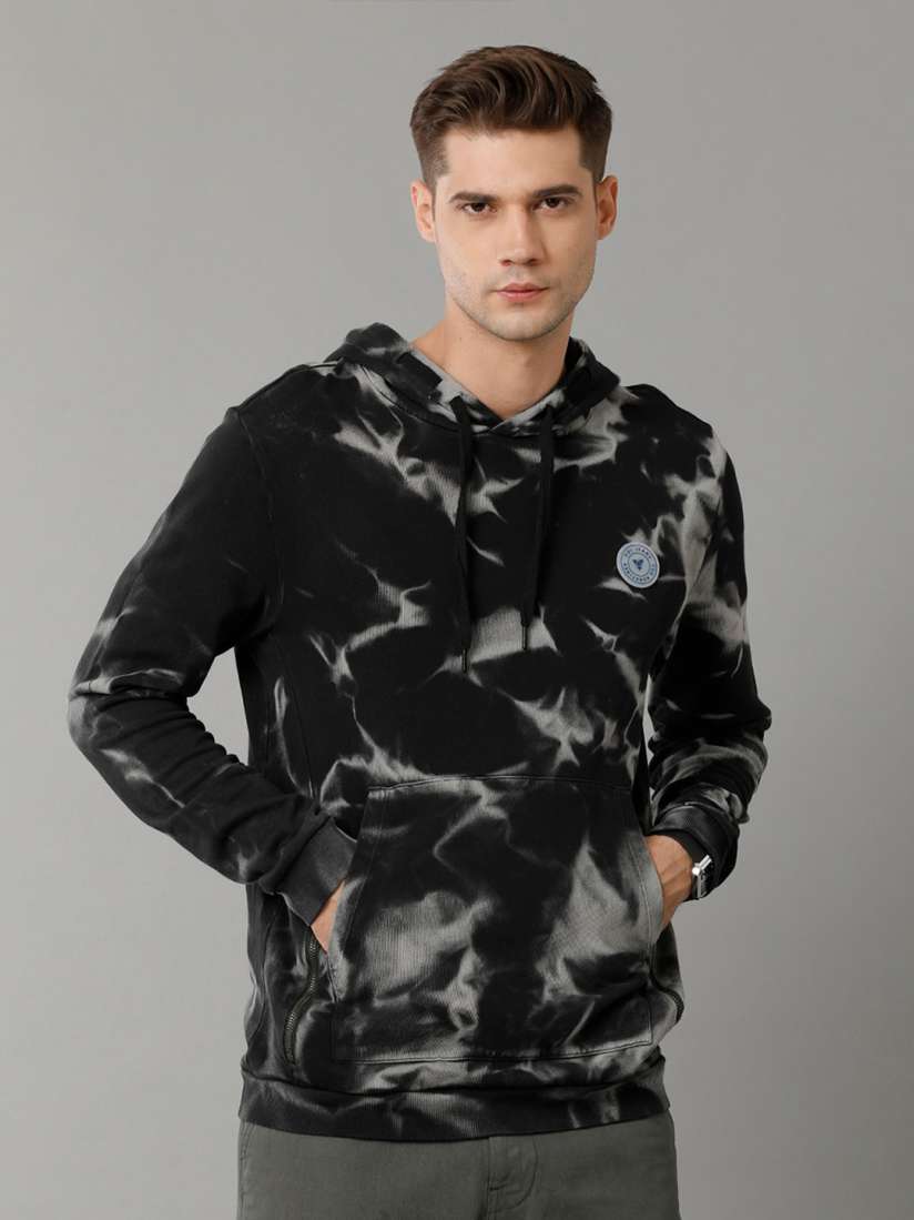 Buy Voi Jeans Abstract Printed Hooded Cotton Sweatshirt Sweatshirts for Men 25031068 Myntra