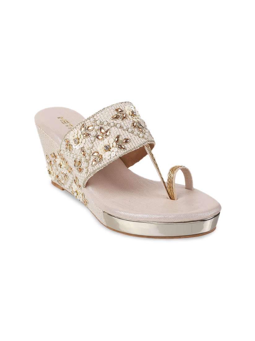 Buy Metro Ethnic Embellished One Toe Wedges Heels for Women 25032134 Myntra