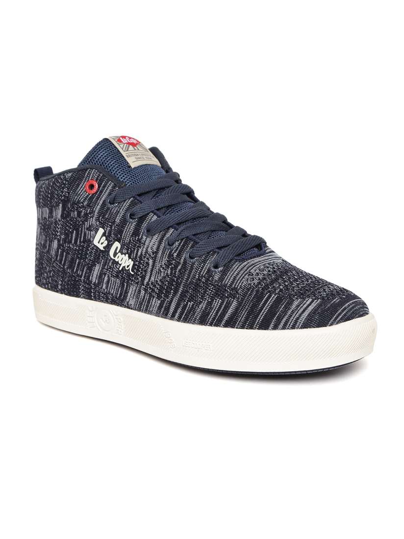 Buy Lee Cooper Men Navy Blue Woven Design Synthetic Mid Top Sneakers Casual Shoes for Men 2503261 Myntra