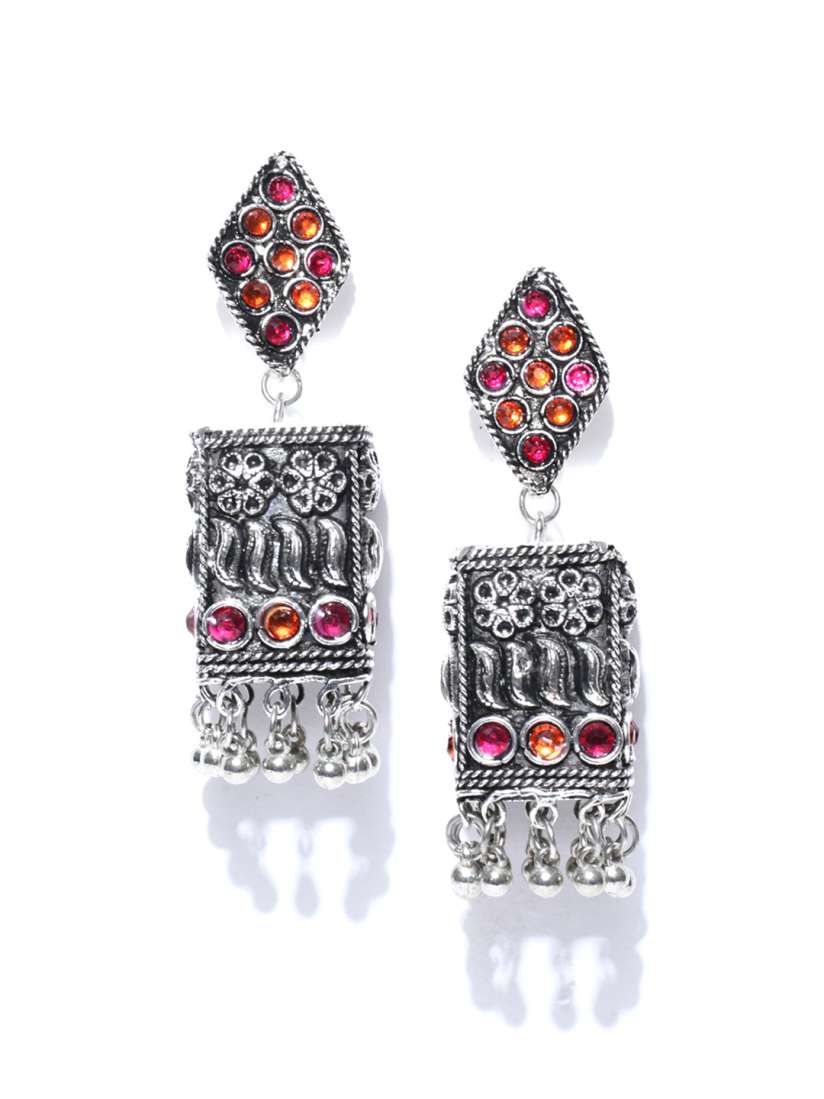 Buy Infuzze Oxidised Silver Toned Tribal Drop Earrings Earrings for Women 2503403 Myntra