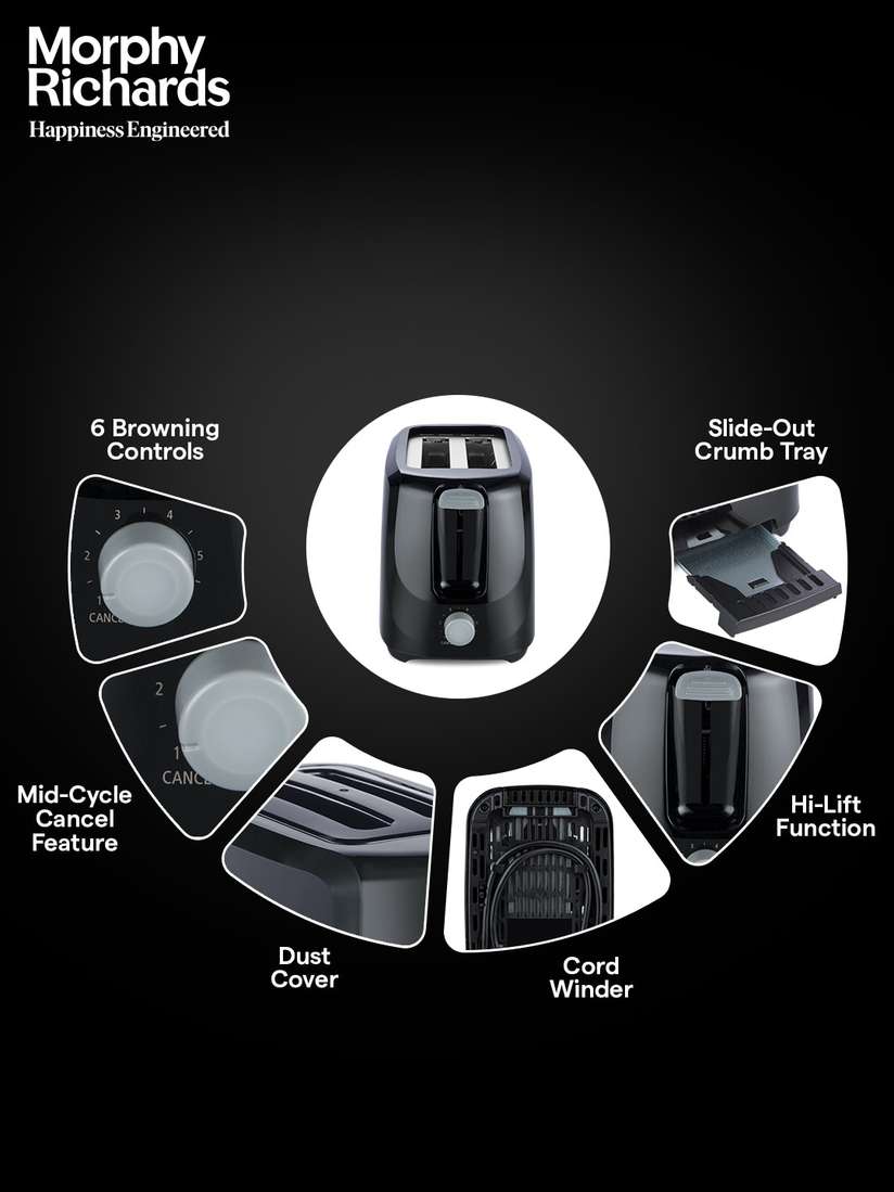 Bread Toasters Morphy Richards Dimensions Slice Toaster Black