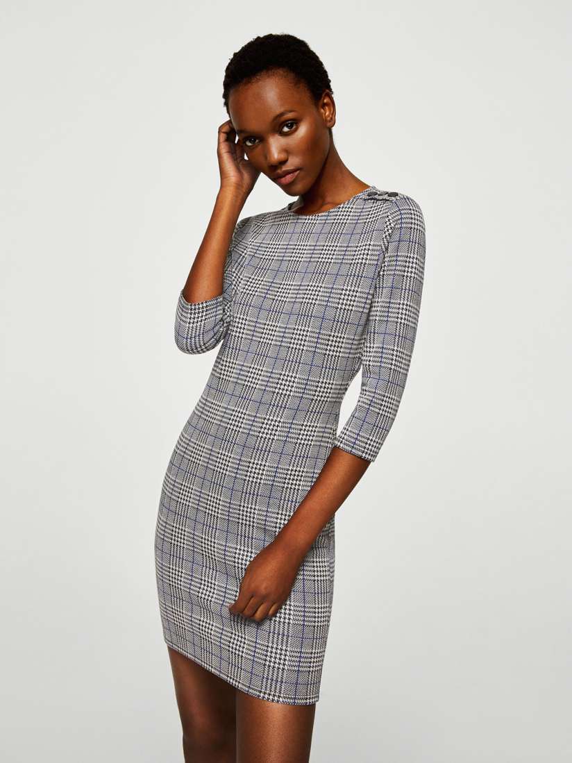 Buy MANGO Women Grey Black Checked Bodycon Dress Dresses for Women 2504822 Myntra