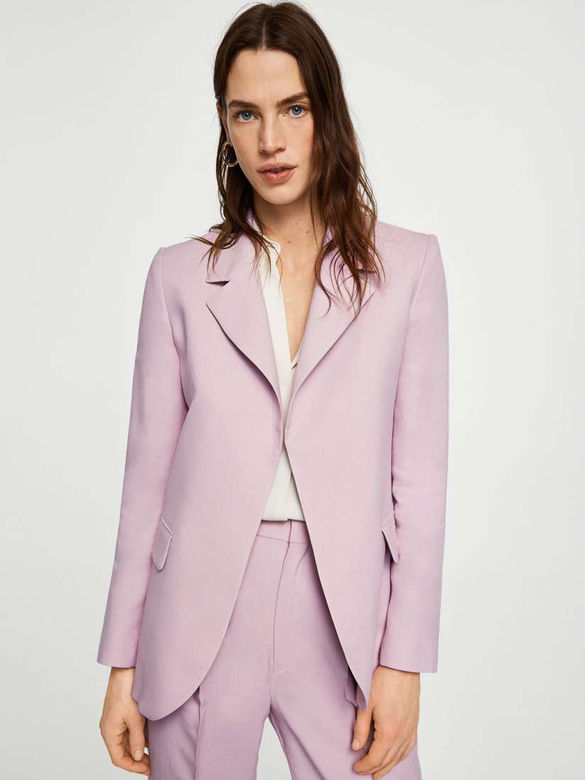 Buy MANGO Pink Solid Front Open Casual Blazer Blazers for Women 2504924 Myntra